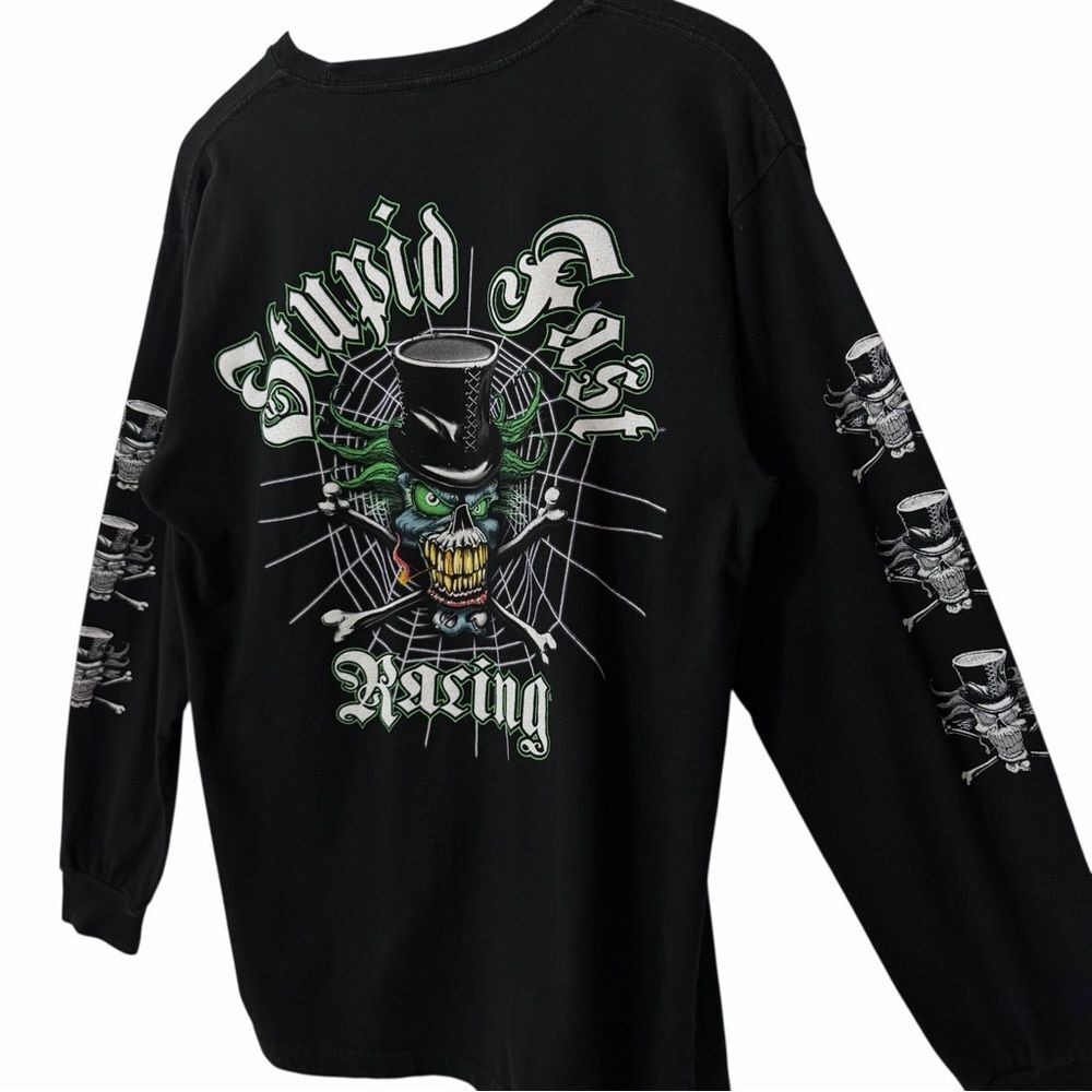 Vintage Vibe Stupid Fast Racing Voodoo Skull Long Sleeve Hit Graphic Large - Picture 5 of 7